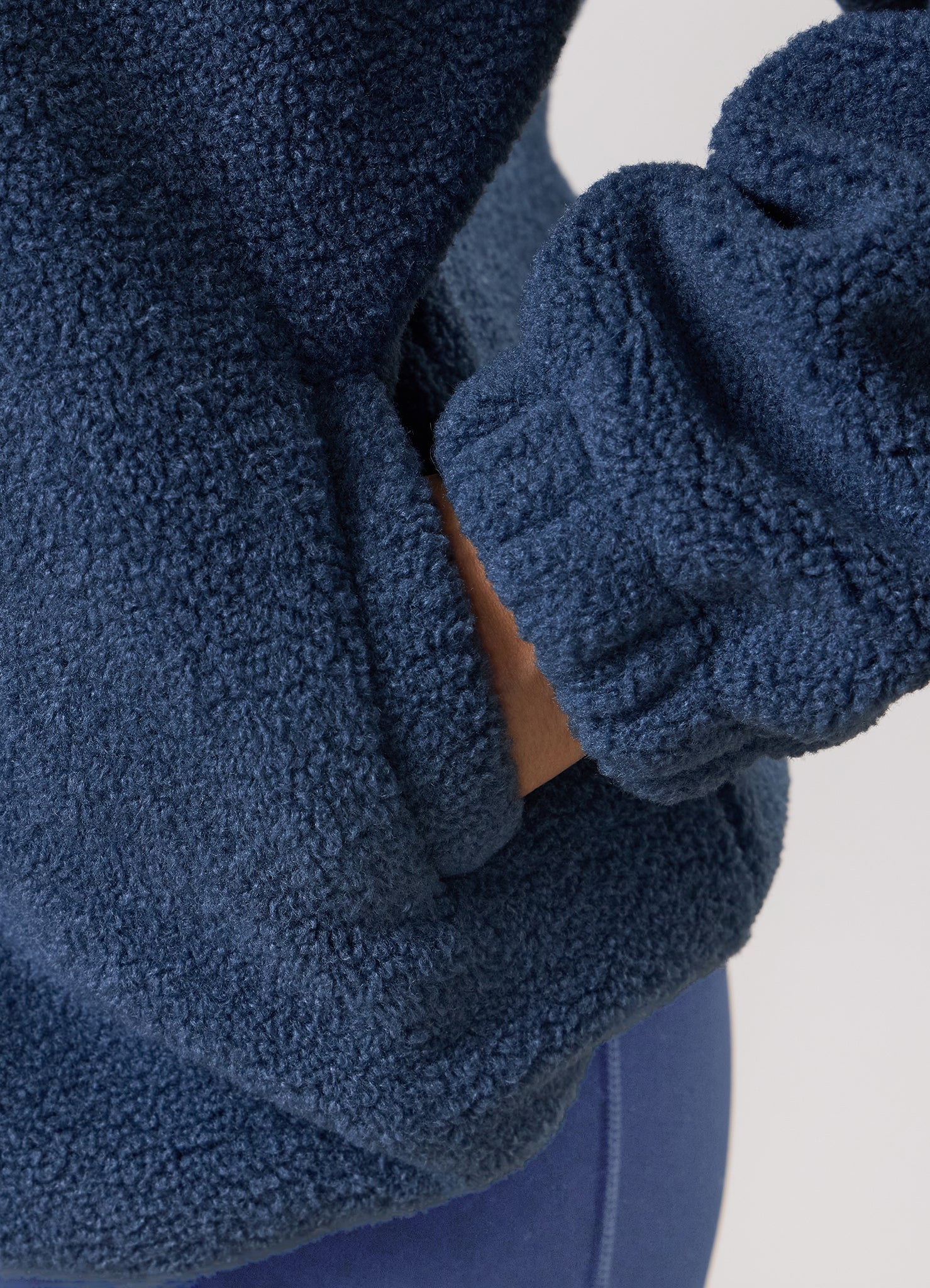 Gym King Long Line Borg Full Zip - Slate Blue