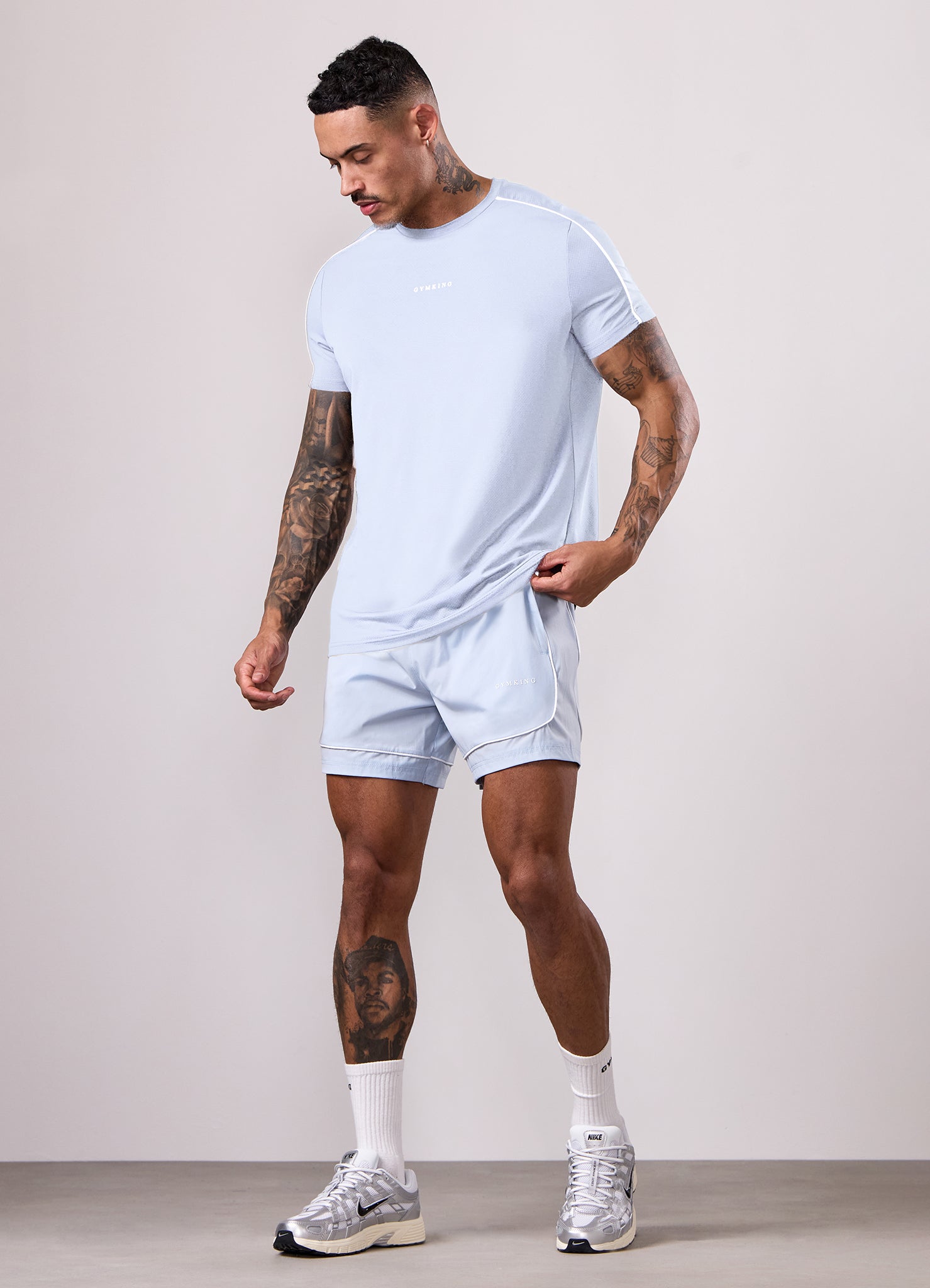 Gym King Core Piped Tee - Fresh Blue