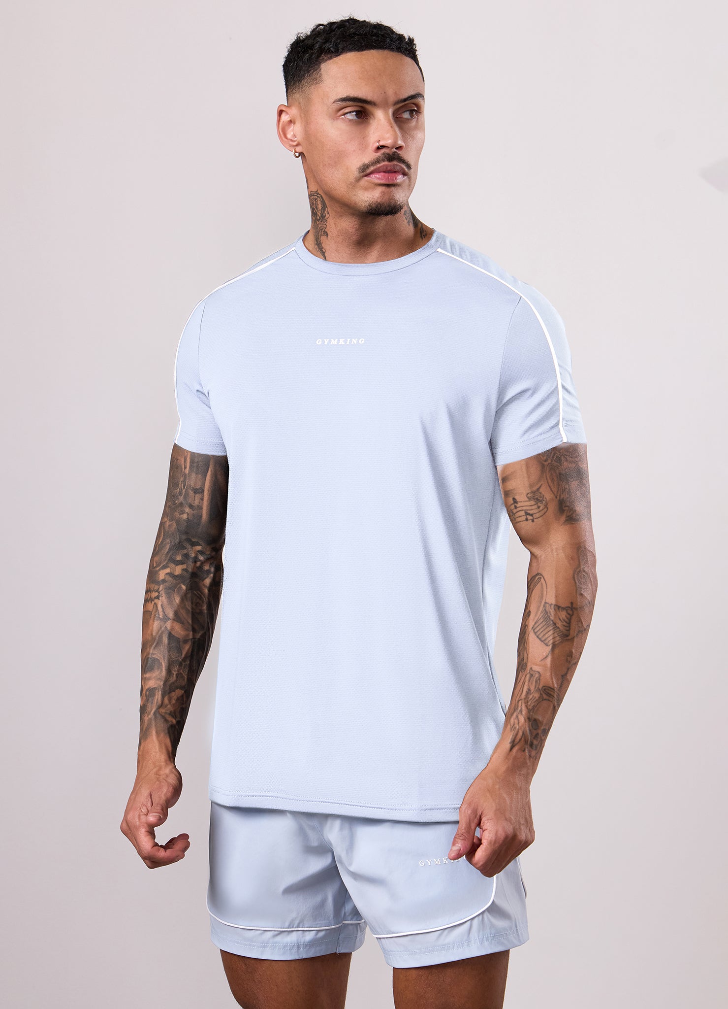 Gym King Core Piped Tee - Fresh Blue