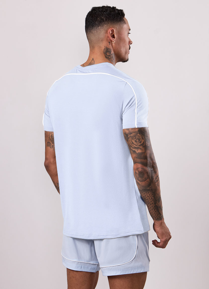 Gym King Core Piped Tee - Fresh Blue