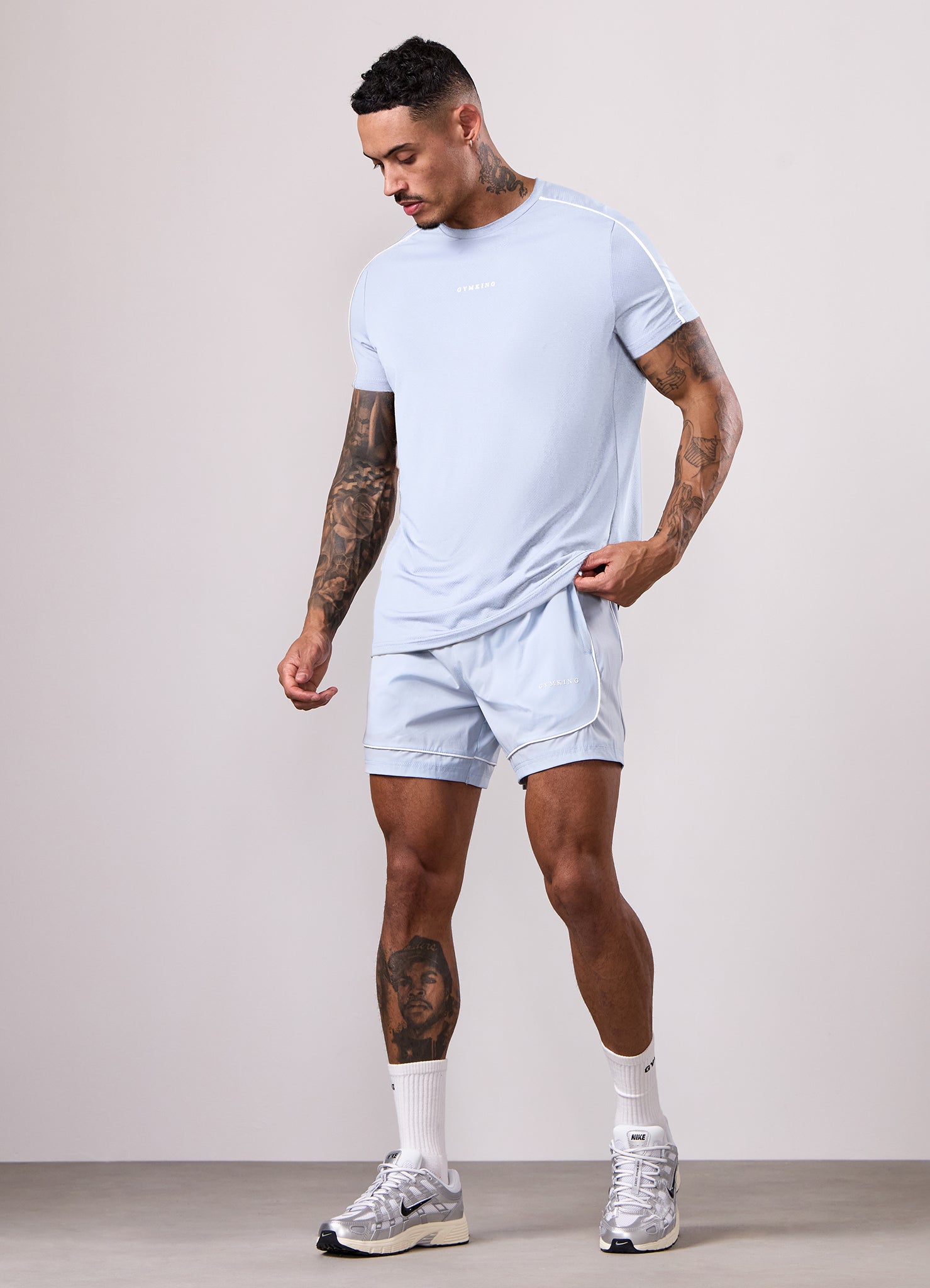 Gym King Core Piped Short - Fresh Blue