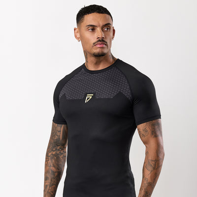 Gym King Fight Division Combat Short Sleeve Rash Guard - Black