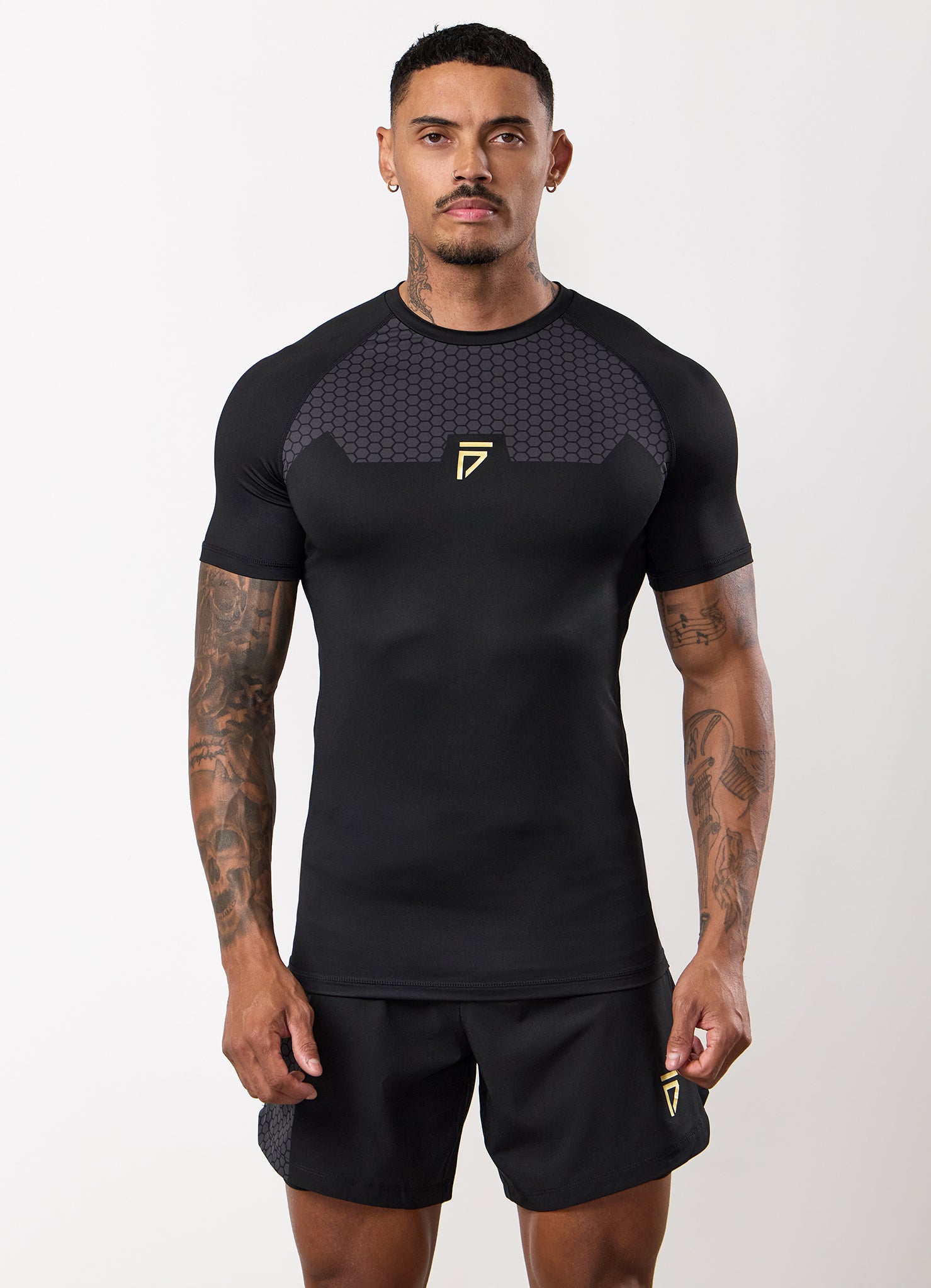 Gym King Fight Division Combat Short Sleeve Rash Guard - Black