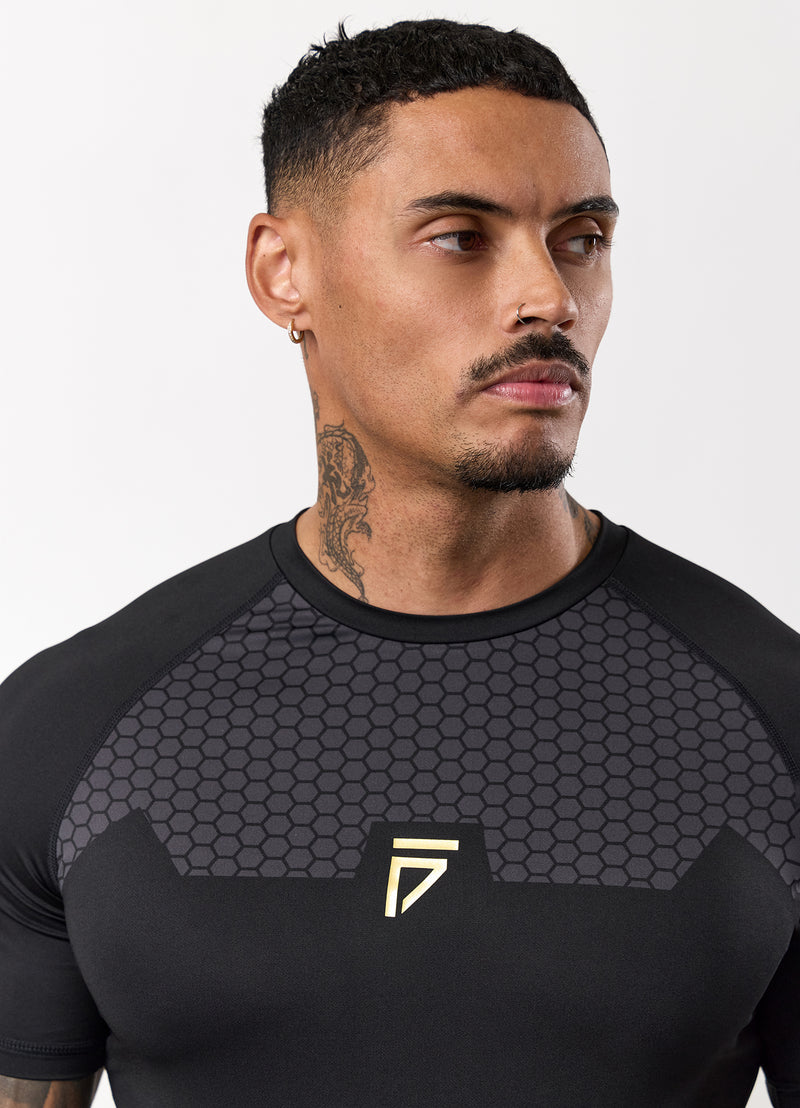 Gym King Fight Division Combat Short Sleeve Rash Guard - Black