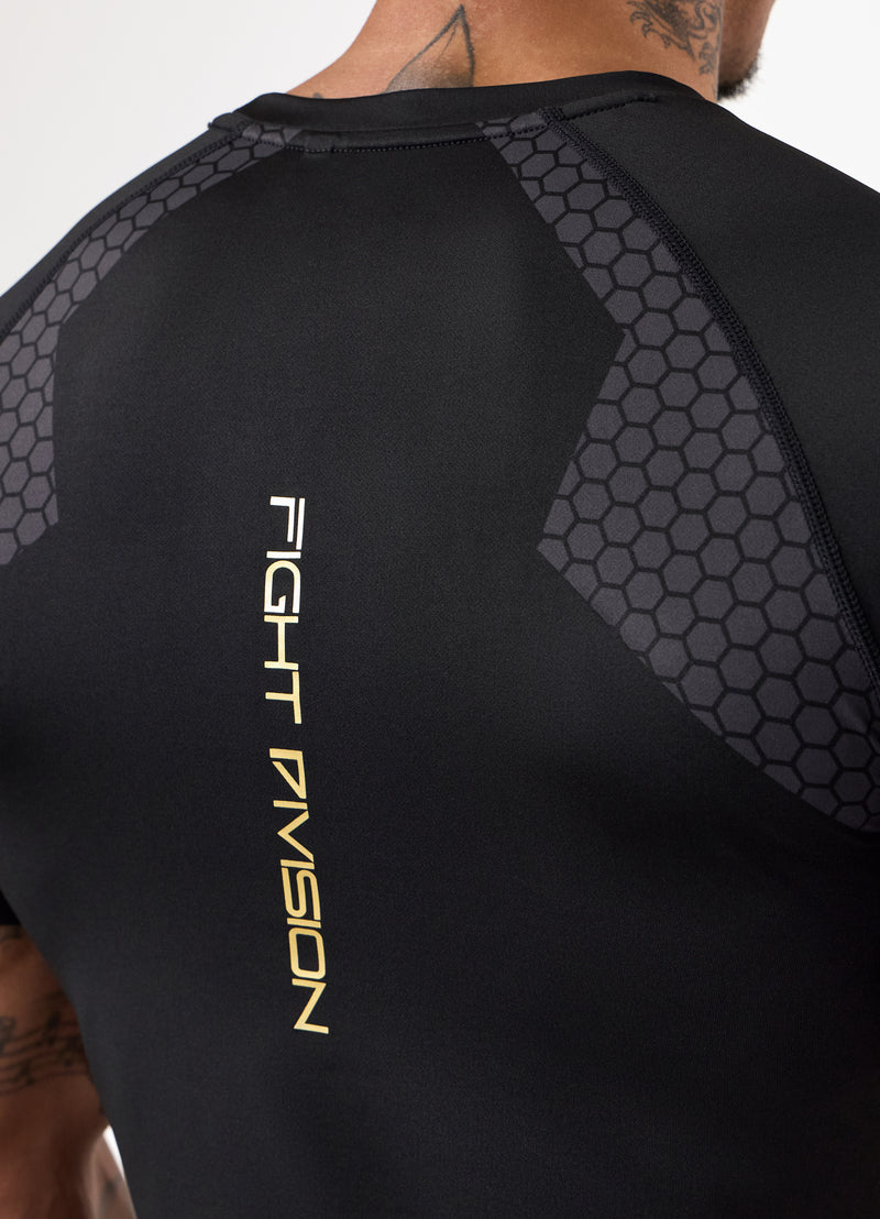 Gym King Fight Division Combat Short Sleeve Rash Guard - Black