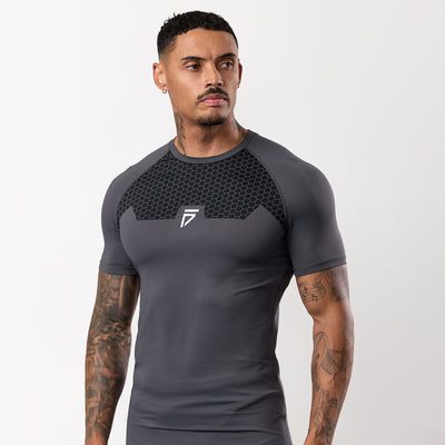 Gym King Fight Division Combat Short Sleeve Rash Guard - Graphite