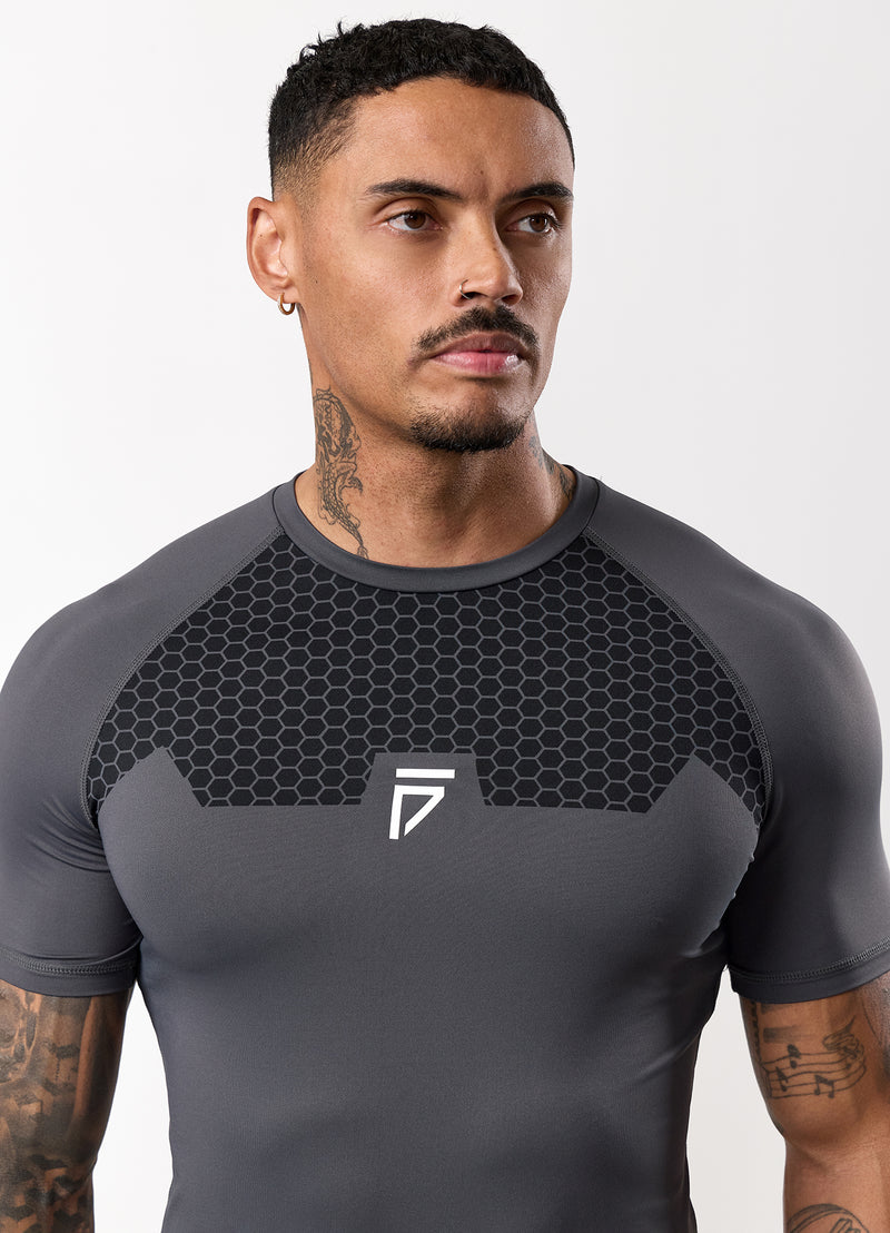 Gym King Fight Division Combat Short Sleeve Rash Guard - Graphite