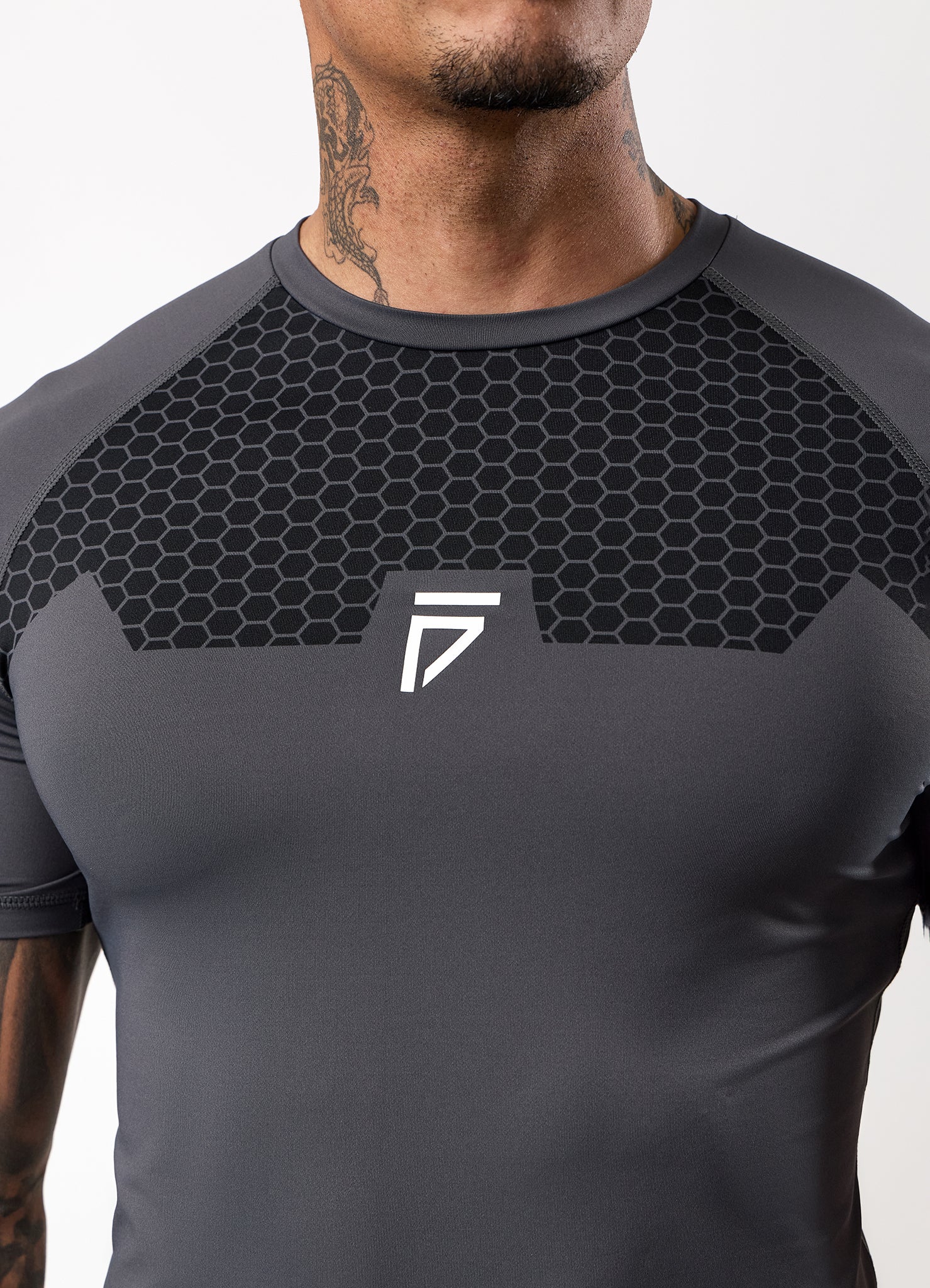 Gym King Fight Division Combat Short Sleeve Rash Guard - Graphite