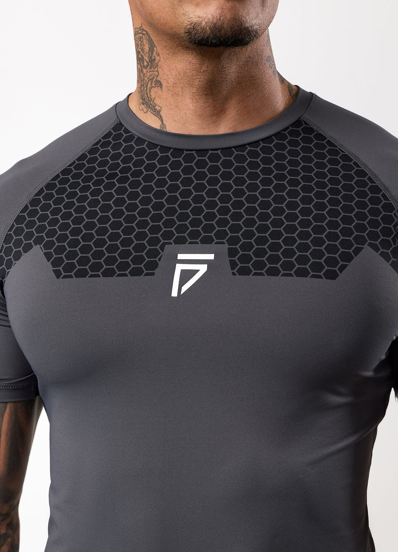 Gym King Fight Division Combat Short Sleeve Rash Guard - Graphite
