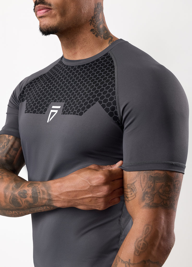 Gym King Fight Division Combat Short Sleeve Rash Guard - Graphite