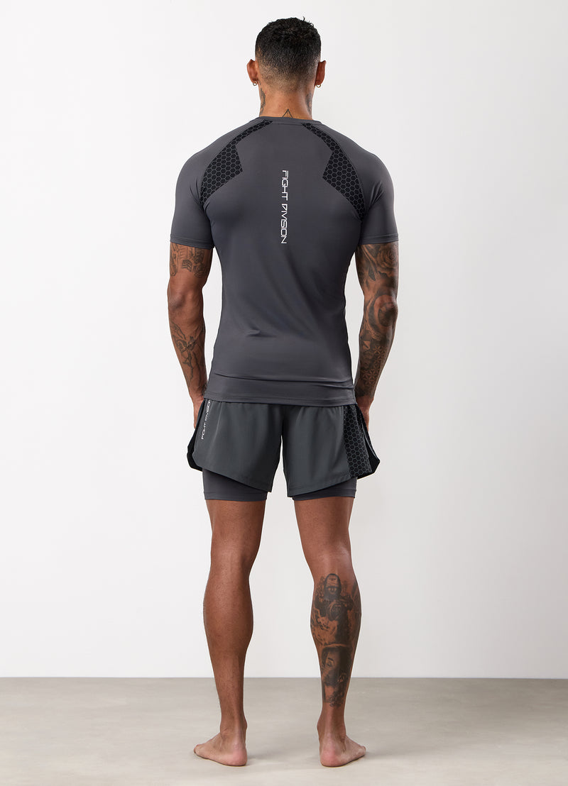 Gym King Fight Division Combat Short Sleeve Rash Guard - Graphite