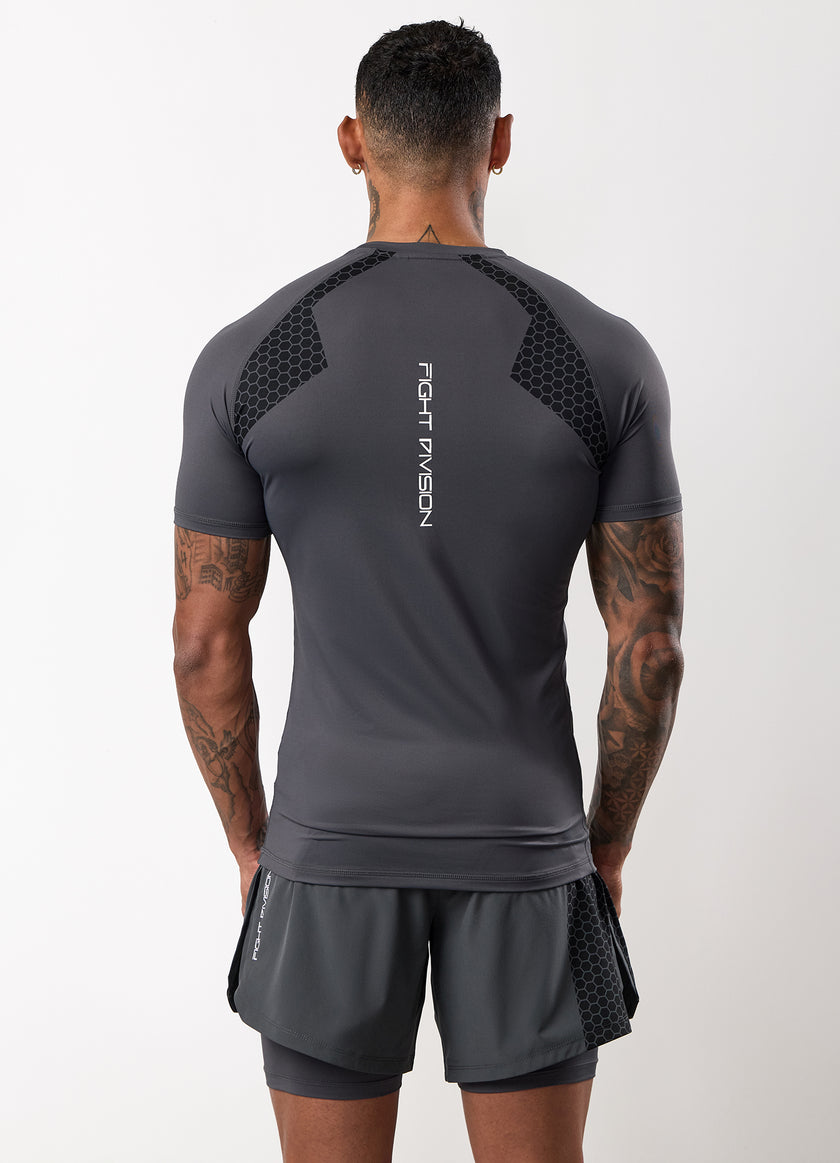 Gym King Fight Division Combat Short Sleeve Rash Guard - Graphite