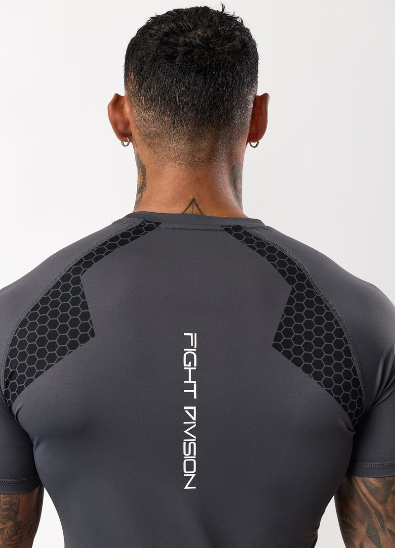 Gym King Fight Division Combat Short Sleeve Rash Guard - Graphite