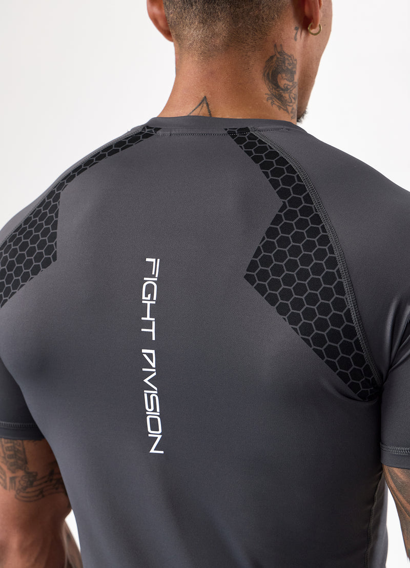 Gym King Fight Division Combat Short Sleeve Rash Guard - Graphite