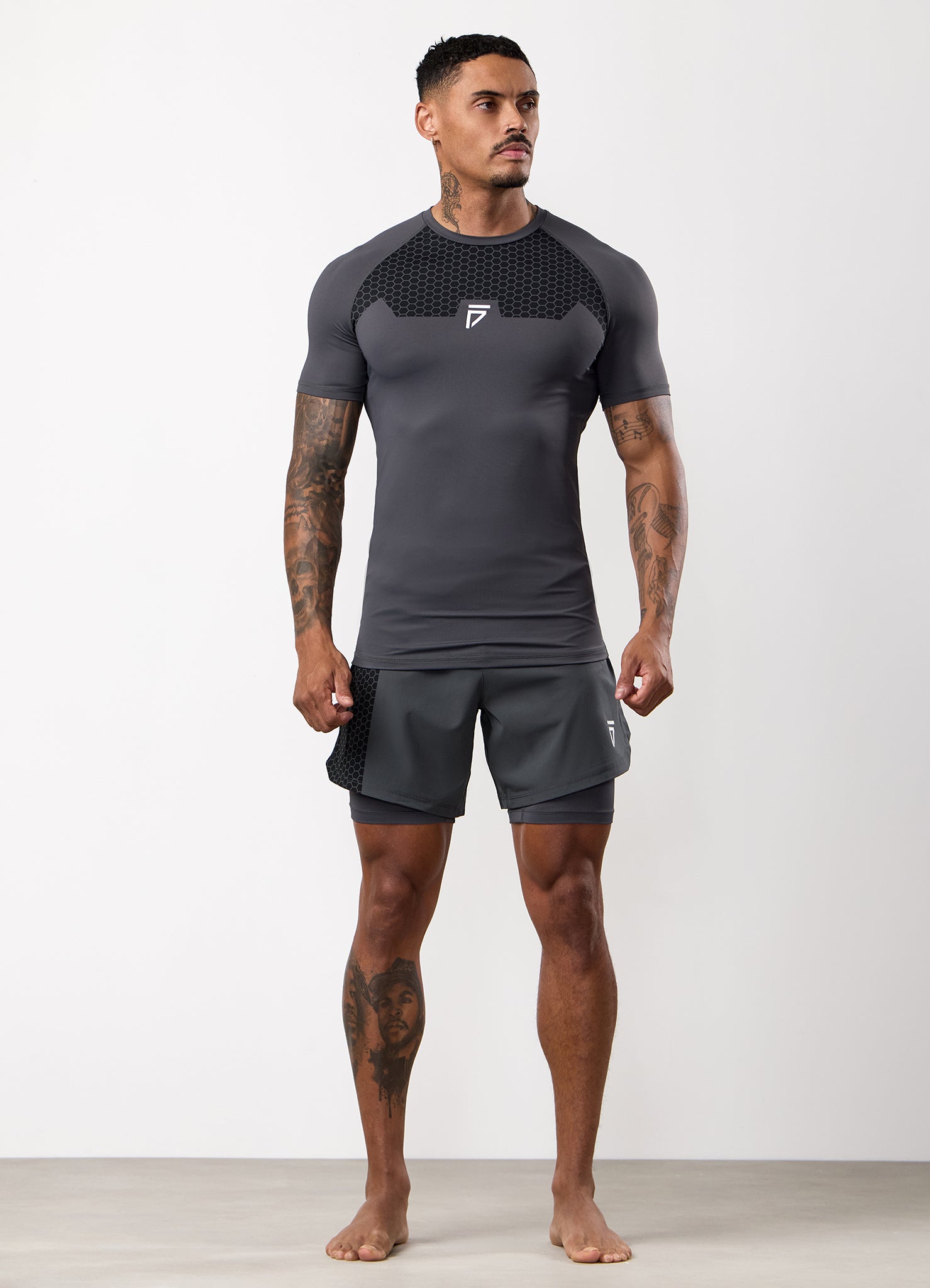 Gym King Fight Division Combat Short Sleeve Rash Guard - Graphite