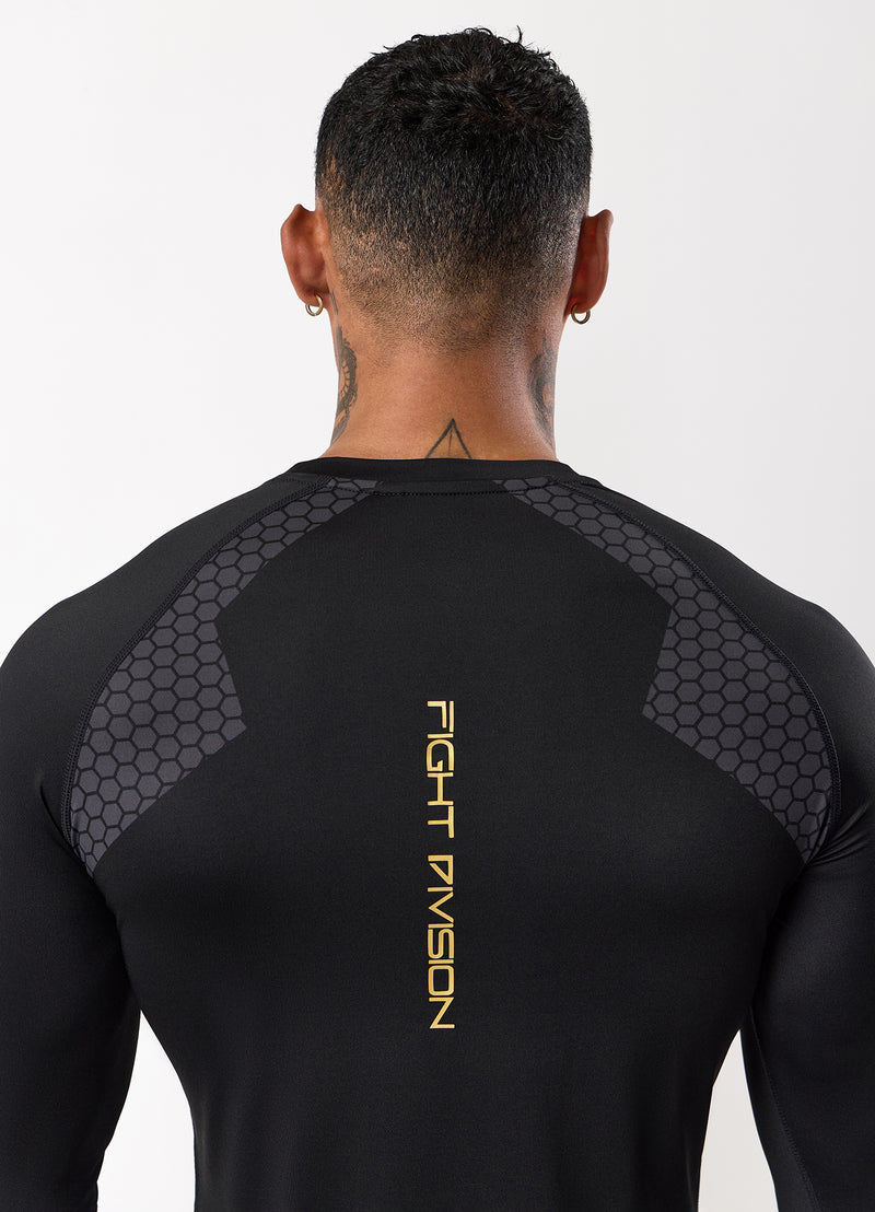 Gym King Fight Division Combat Long Sleeve Rash Guard - Black