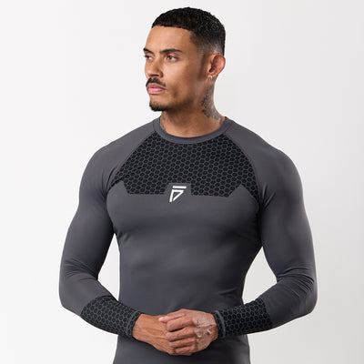 Gym King Fight Division Combat Long Sleeve Rash Guard - Graphite