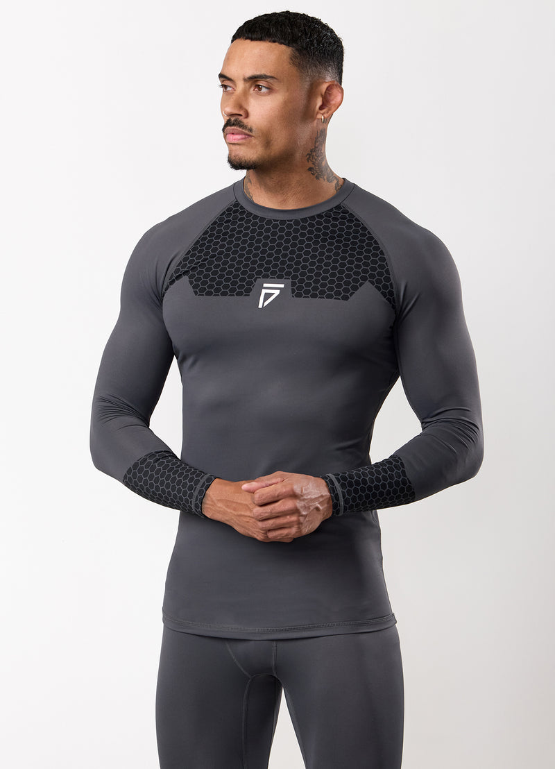 Gym King Fight Division Combat Long Sleeve Rash Guard - Graphite
