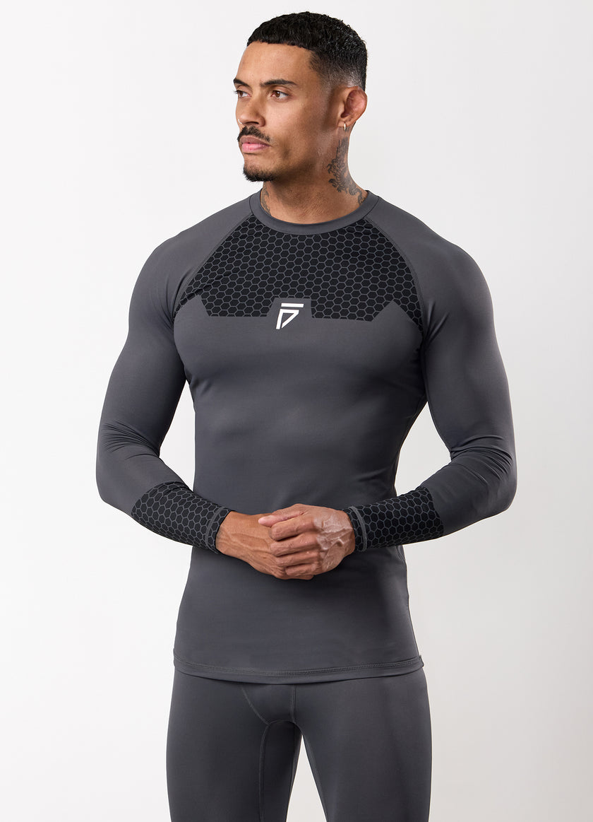 Gym King Fight Division Combat Long Sleeve Rash Guard - Graphite