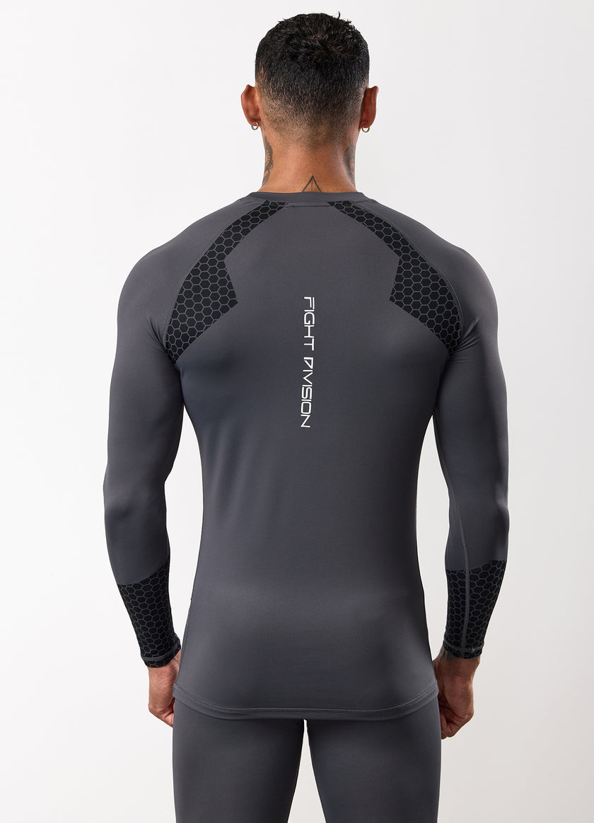 Gym King Fight Division Combat Long Sleeve Rash Guard - Graphite