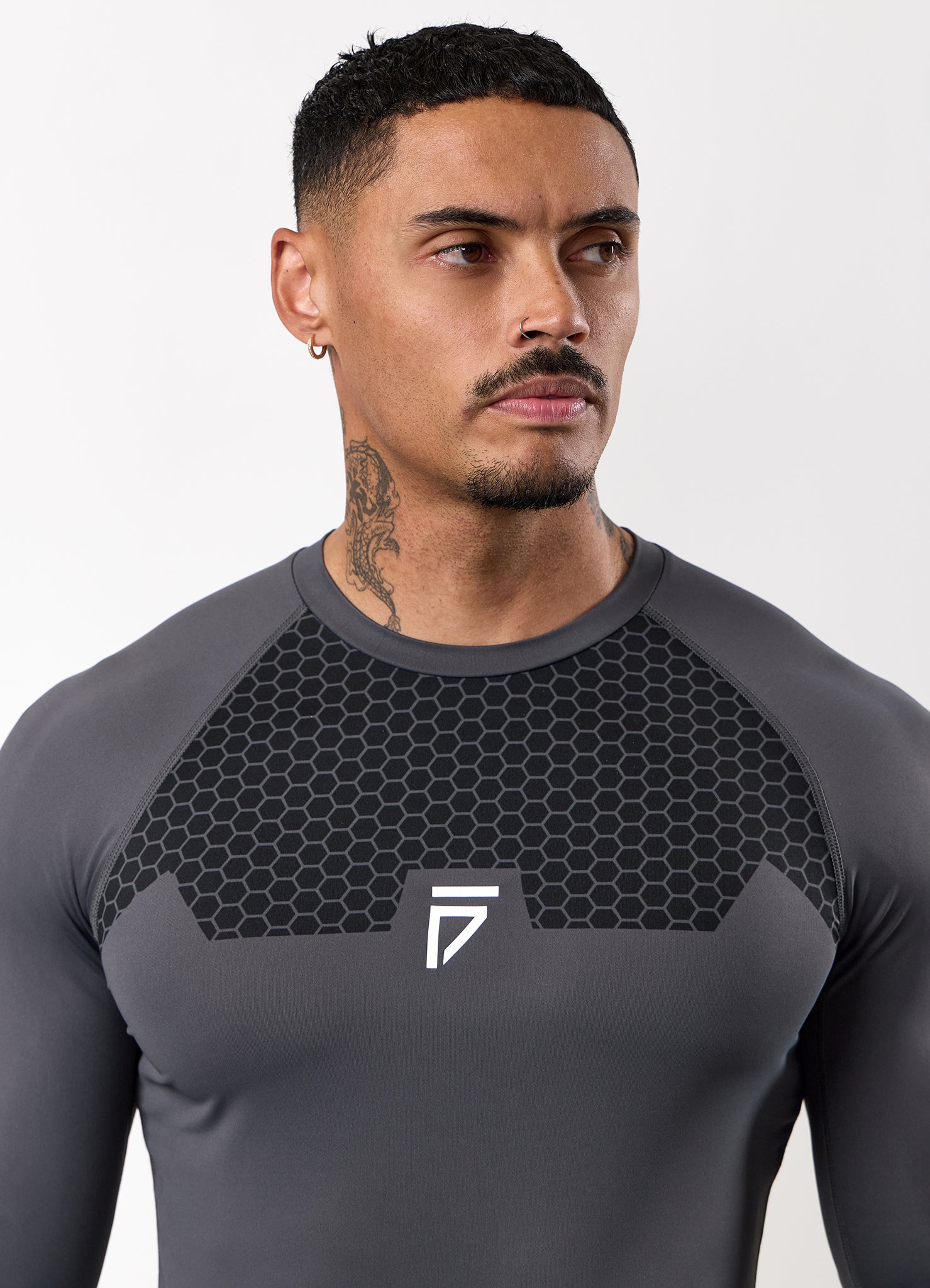 Gym King Fight Division Combat Long Sleeve Rash Guard - Graphite
