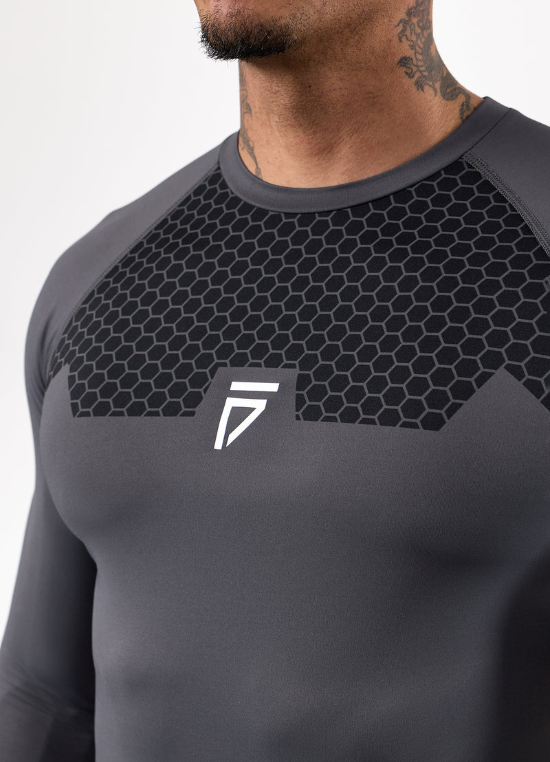 Gym King Fight Division Combat Long Sleeve Rash Guard - Graphite