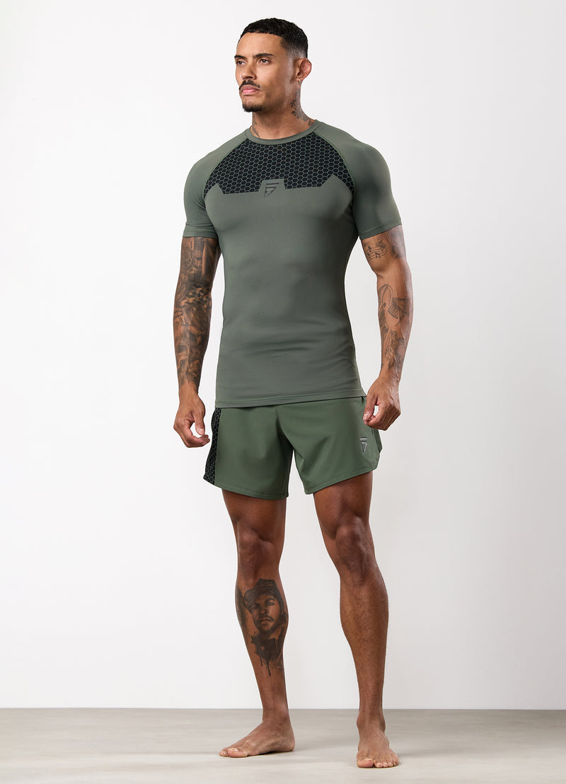 Gym King Fight Division Combat Short Sleeve Rash Guard - Deep Olive