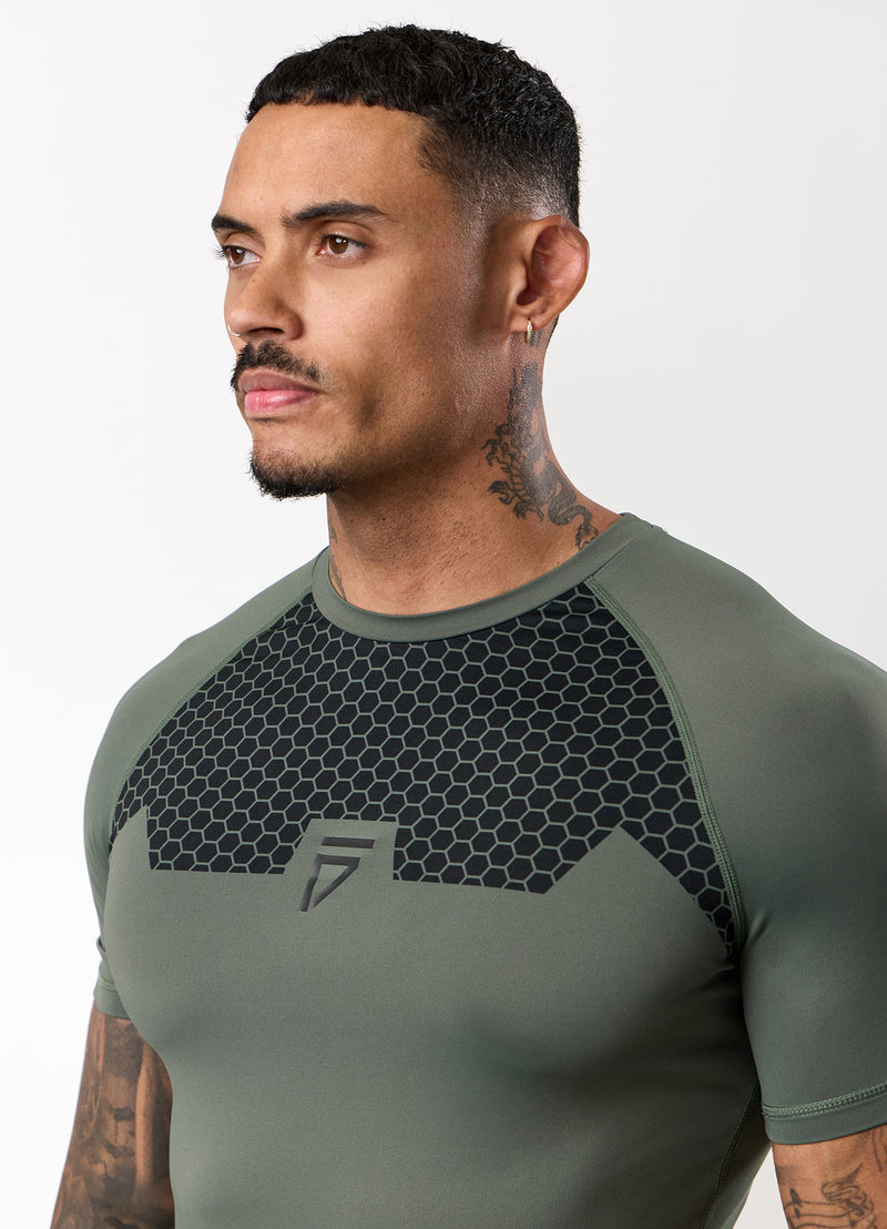 Gym King Fight Division Combat Short Sleeve Rash Guard - Deep Olive