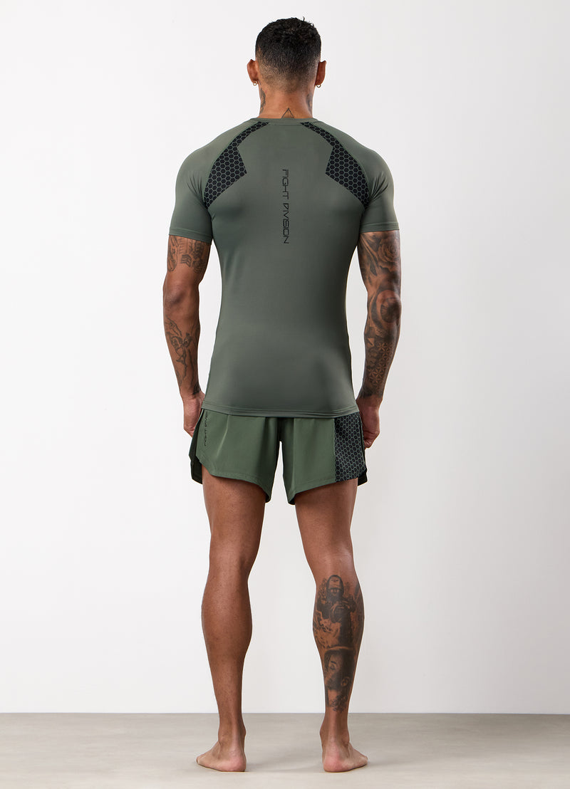 Gym King Fight Division Combat Short Sleeve Rash Guard - Deep Olive