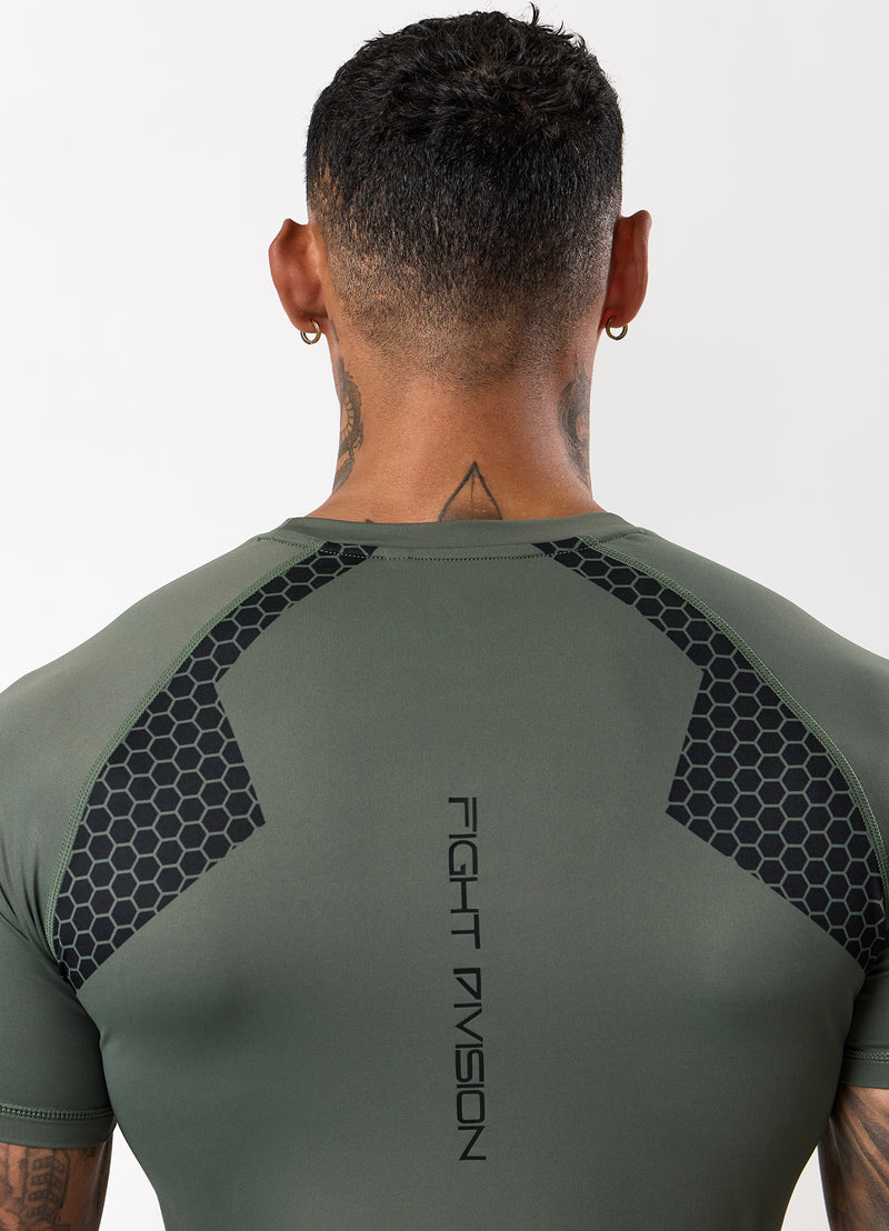 Gym King Fight Division Combat Short Sleeve Rash Guard - Deep Olive
