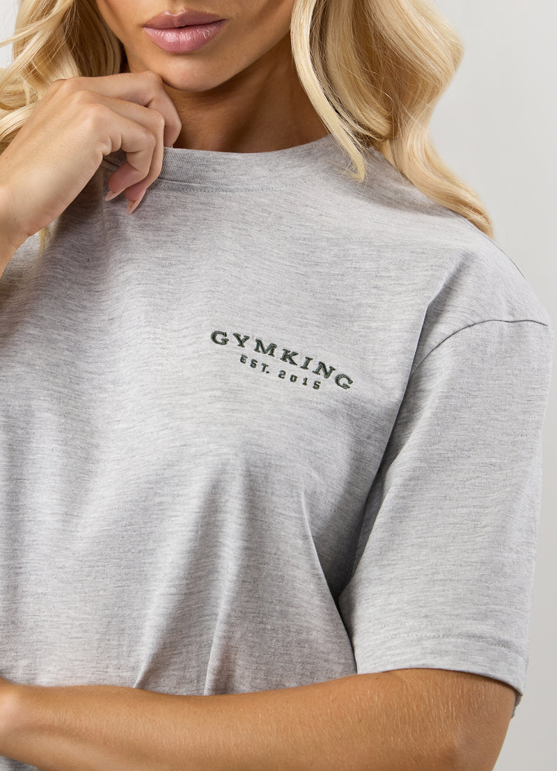 Gym King Compose Cotton BF Tee - Snow Marl