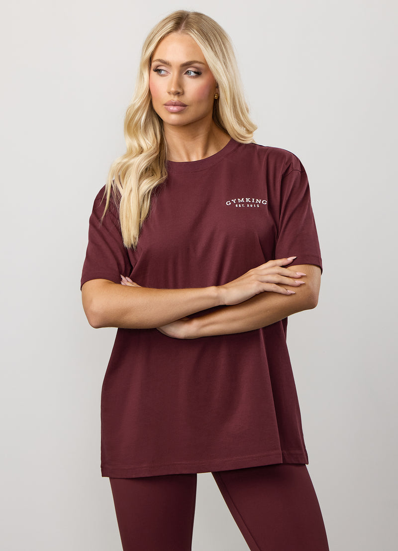 Gym King Compose Cotton BF Tee - Deep Cherry