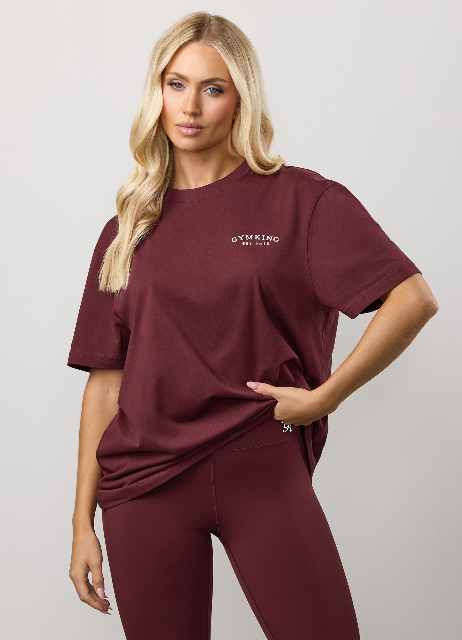 Gym King Compose Cotton BF Tee - Deep Cherry