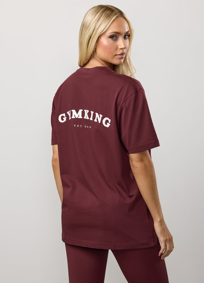 Gym King Compose Cotton BF Tee - Deep Cherry