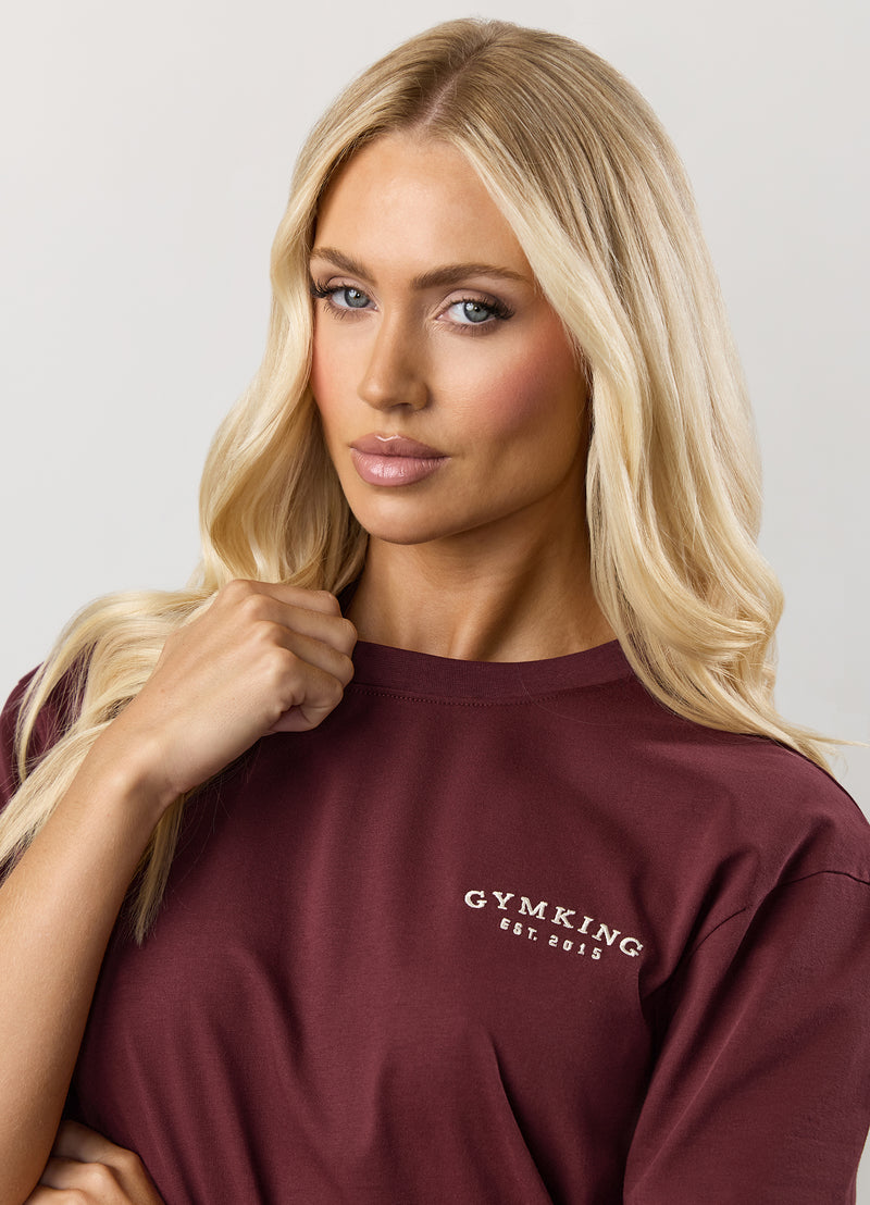 Gym King Compose Cotton BF Tee - Deep Cherry