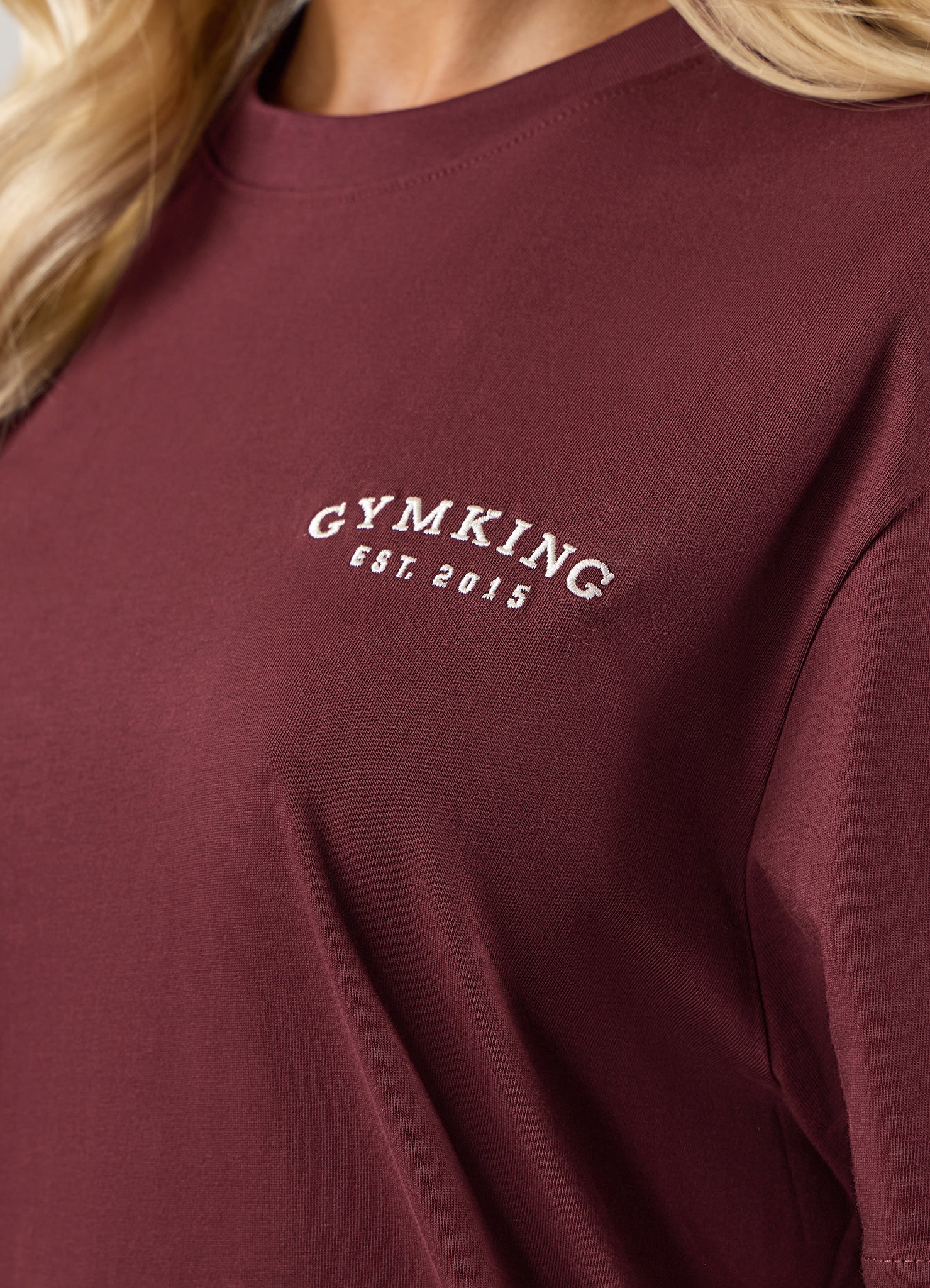 Gym King Compose Cotton BF Tee - Deep Cherry