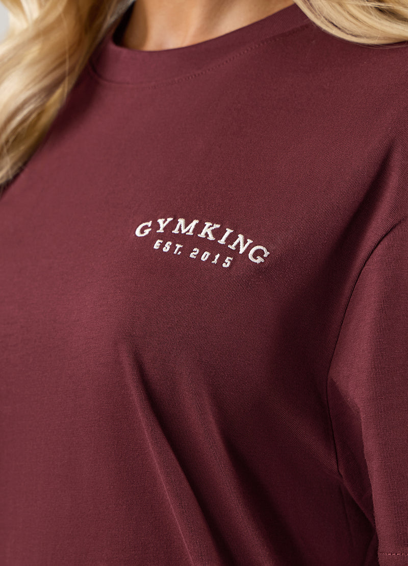 Gym King Compose Cotton BF Tee - Deep Cherry