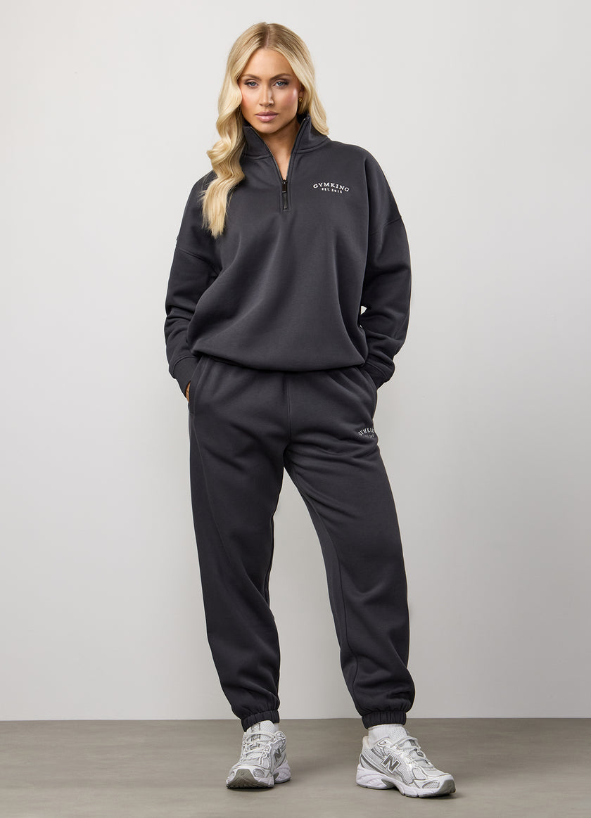Gym King Compose Fleece 1/4 Zip Funnel Tracksuit - Dark Pewter