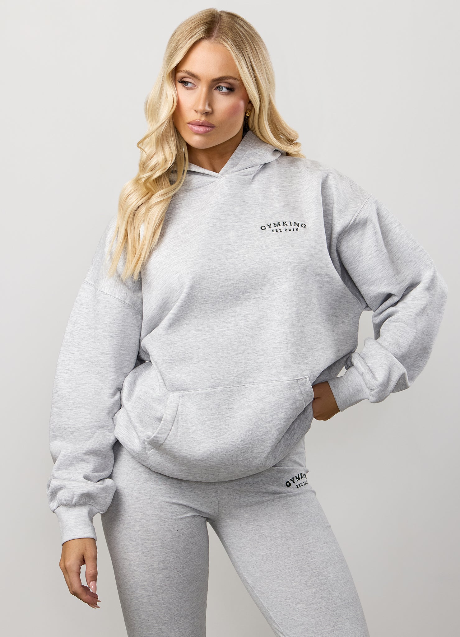 Gym King Compose Fleece Oversized Hood - Snow Marl