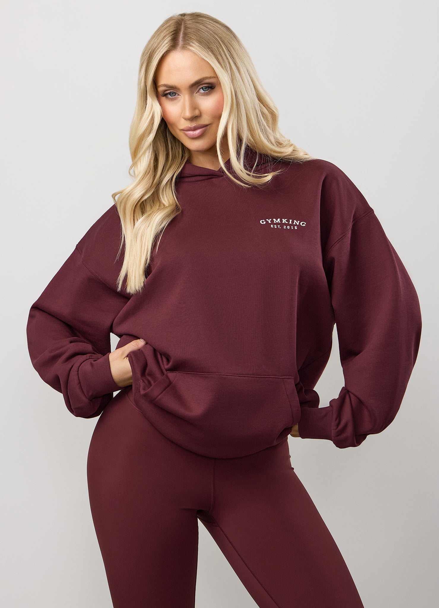 Gym King Compose Fleece Oversized Hood - Deep Cherry