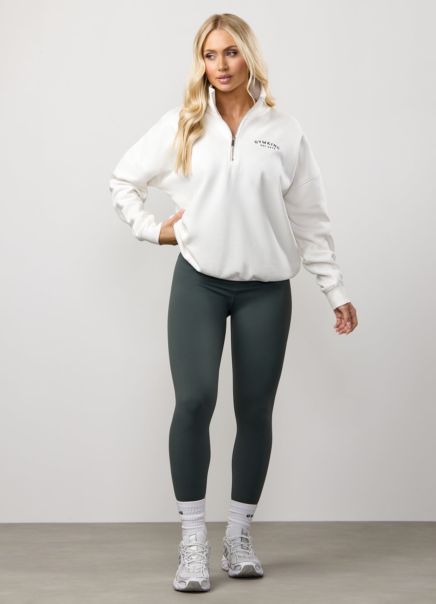 Gym King Compose Fleece 1/4 Zip Funnel - Cream