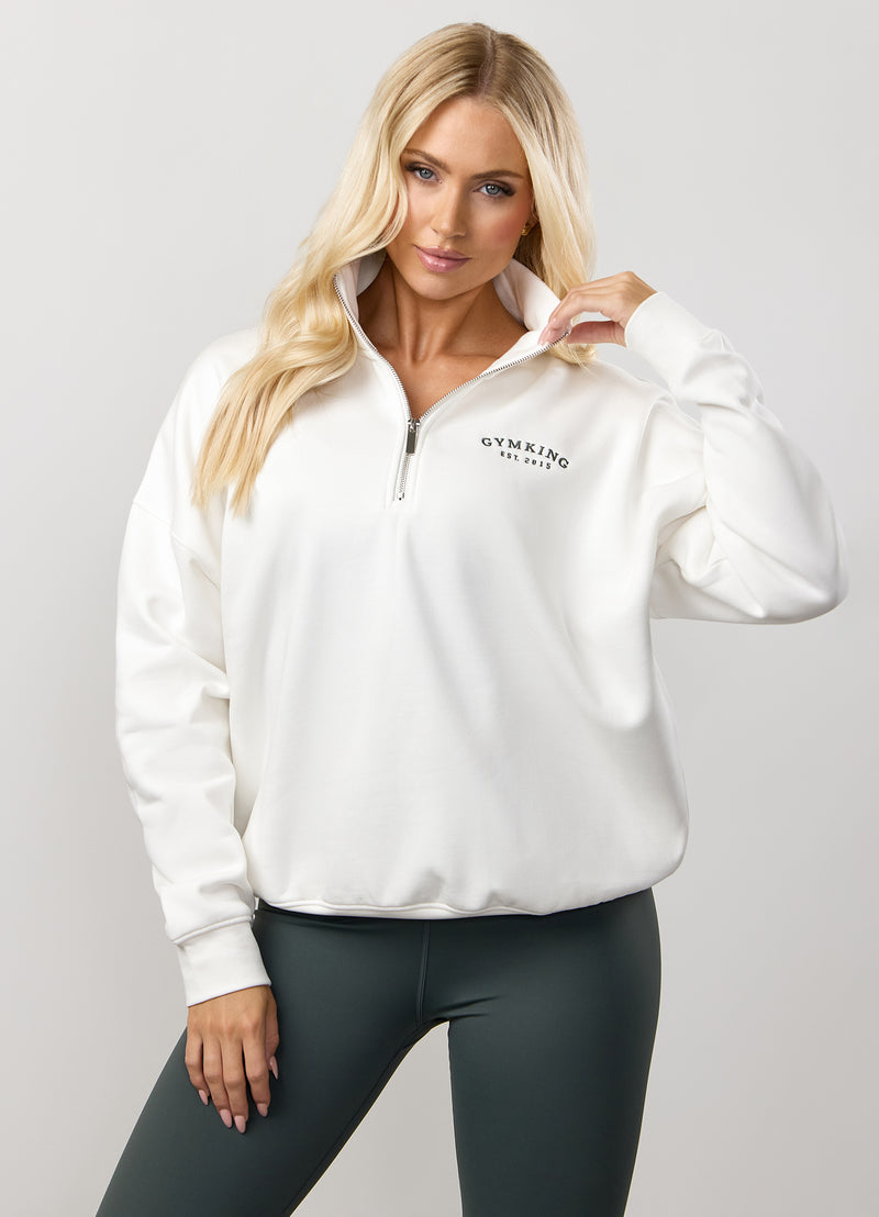 Gym King Compose Fleece 1/4 Zip Funnel - Cream
