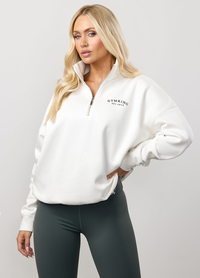 Gym King Compose Fleece 1/4 Zip Funnel - Cream