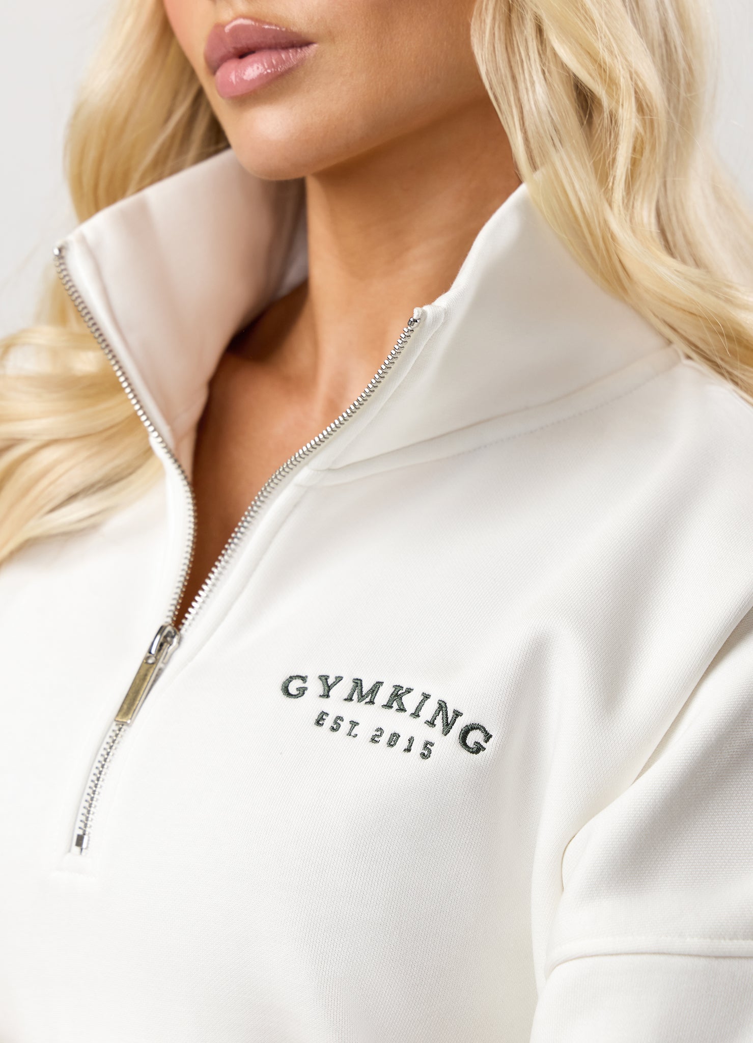 Gym King Compose Fleece 1/4 Zip Funnel - Cream