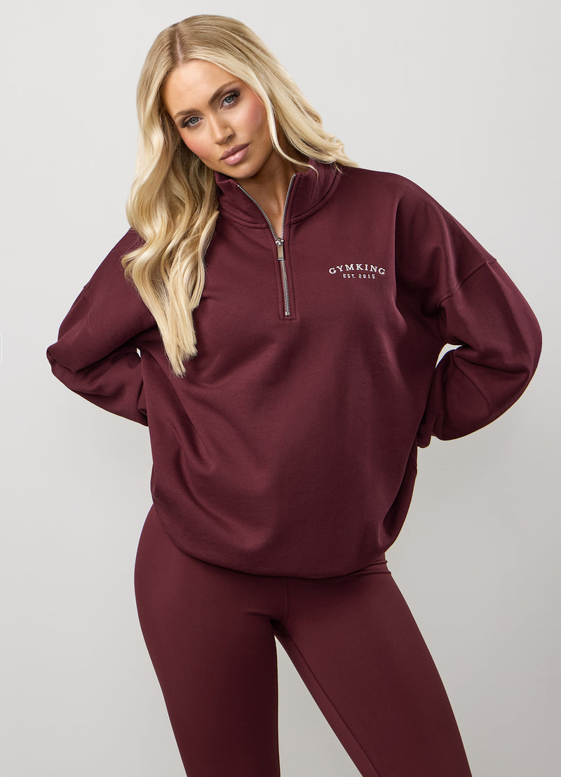 Gym King Compose Fleece 1/4 Zip Funnel - Deep Cherry