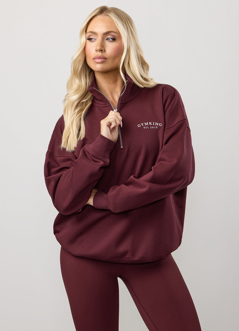 Gym King Compose Fleece 1/4 Zip Funnel - Deep Cherry