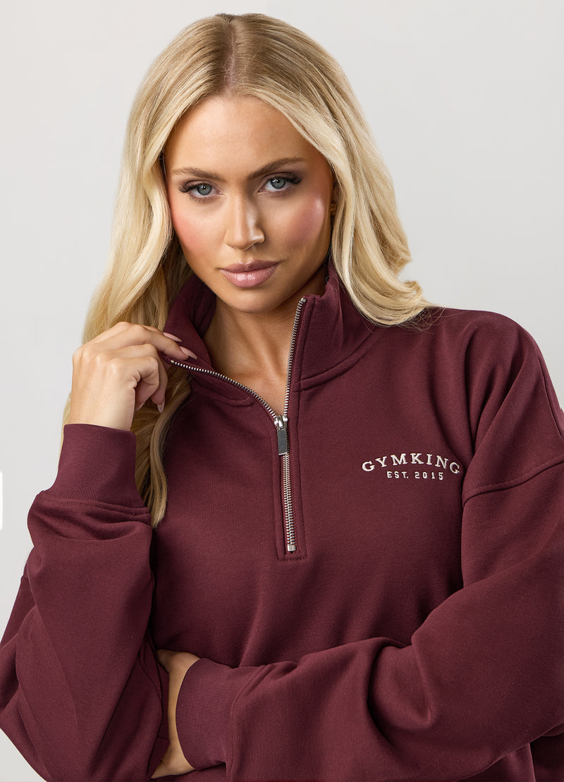 Gym King Compose Fleece 1/4 Zip Funnel - Deep Cherry