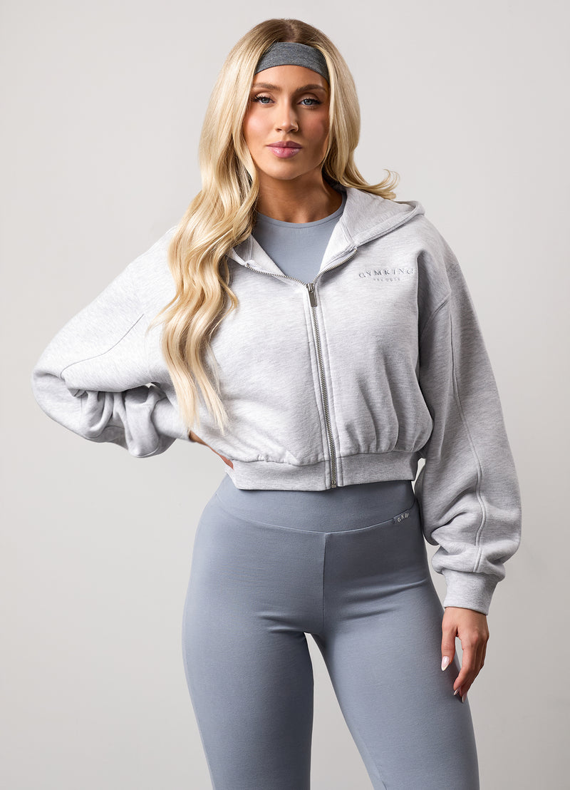 Gym King Compose Full Zip Hood - Snow Marl