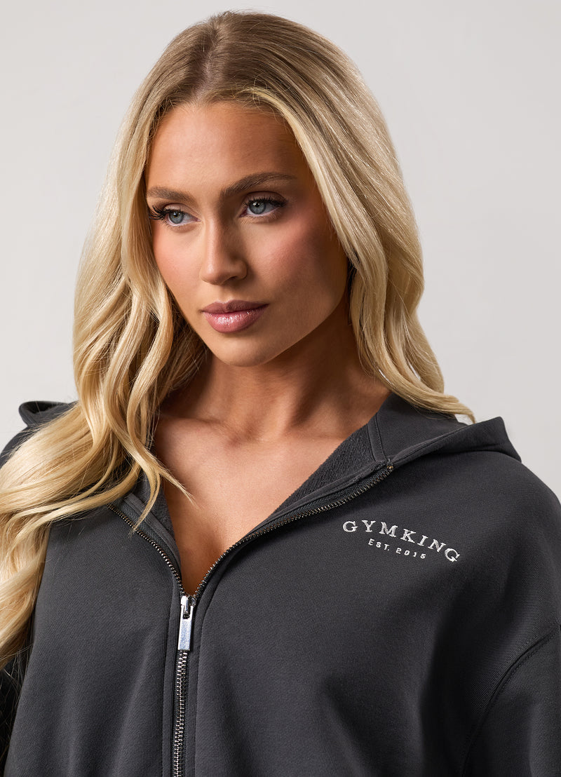 Gym King Compose Full Zip Hood - Dark Pewter