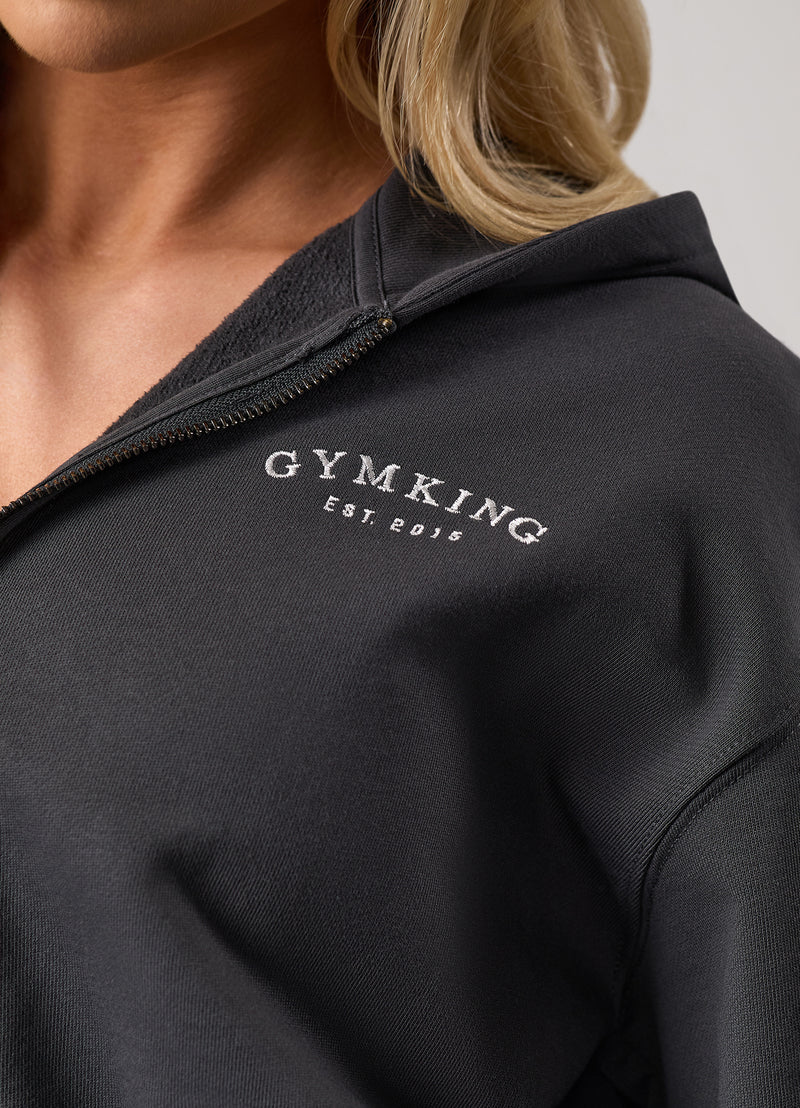 Gym King Compose Full Zip Hood - Dark Pewter